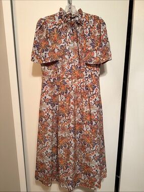 julia jordan Floral Midi Dress in Orange, Purple, Cream